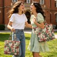 thumbnail image 2 of HUIACONG Vintage Christmas Patchwork Quilted Shoulder Tote Bag, Large Capacity Reinforced Stitching Handbag for Holiday Shopping, Travel, Daily Use with Roomy Inner Compartment, 2 of 7