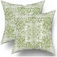 thumbnail image 2 of Lime Green Gray Ethnic Boho Throw Pillow Covers 16X16 Inch Set of 2 Bohemian Carpet Pattern Vintage Pillow Cases Grey Floral Pillow Cover Farmhouse Home Decor for Sofa Couch Porch Outdoor, 2 of 5