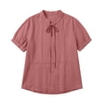 thumbnail image 4 of DeHolifer Women's Summer Tops V-Neck Solid Color Casual Lightweight Short Sleeve Tee T-Shirts Pink XL, 4 of 8
