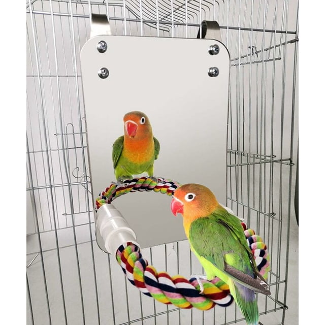 Espejo para pájaros TUNC 7 pulgadas con cuerda juguetes para pájaros columpio JAULA