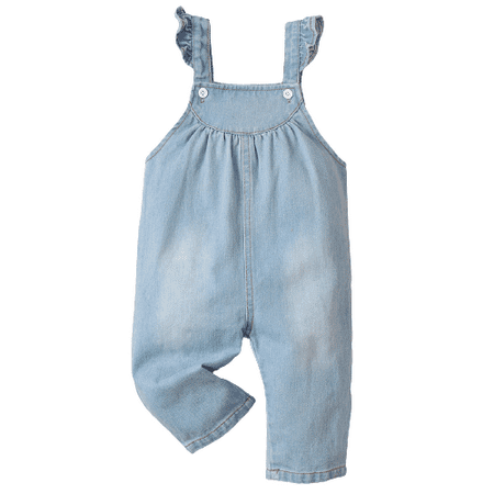 

NZRVAWS Baby Girls Jumpsuits Straps Suspender Jeans Pants One Piece Blue 6-9 Months