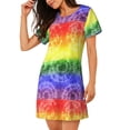 thumbnail image 2 of Balery Colorful Tie Dye Camisón de manga corta con cuello redondo para mujer, cómodo y elegante., 2 of 6