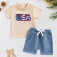thumbnail image 2 of Zanarzt Baby Boy Outfit Sets 4th Of July Baby Boy Outfit USA Flag Short Sleeve Shirt Shorts 2Pcs Toddler Boys Fourth Of July Outfits Blue,18-24 Months, 2 of 8