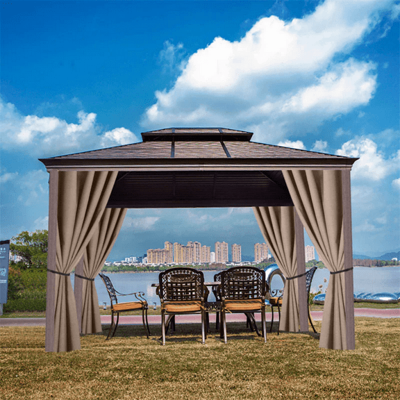 Khaki Waterproof Grommet Top Outdoor Curtain for Front Porch, Pergola, 1 Panel, 52" W x 108" L, Stylish Home Décor