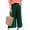 Dark Green, variant on Women's Cotton Linen Wide Leg Pants, Elastic Waist Cropped Culottes with Pockets, Summer Casual Loose Trousers Summer Beach Capri Pants for Daily Wear