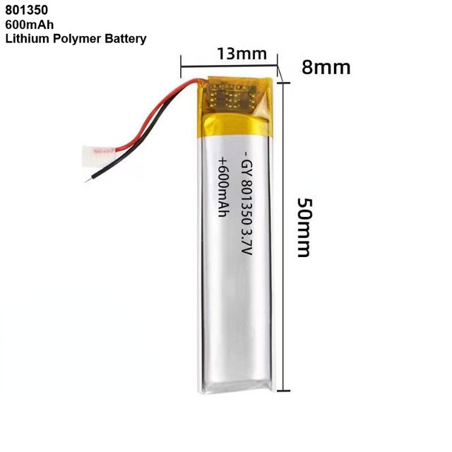 Pile Li-Ion 3,7 V 600 mAh 801350 Lithium Polymère Pile Rechargeable pour Casque Bluetooth Jouet GPS