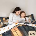thumbnail image 4 of Feelyou Cartoon Dining Ghost Full Size Bedding Sets, Happy Halloween Pizza Full Size Bed in a Bag, Slate Blue, Halloween Reversible, 7pcs, 4 of 7