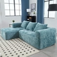 thumbnail image 4 of SOULART 98.42" Cloud Couch, Blue Modern Modular Sectional Sofa with Chaise Longue, Chenille Fabric, Small Side Pockets, Suitable for Living Room, 4 of 10