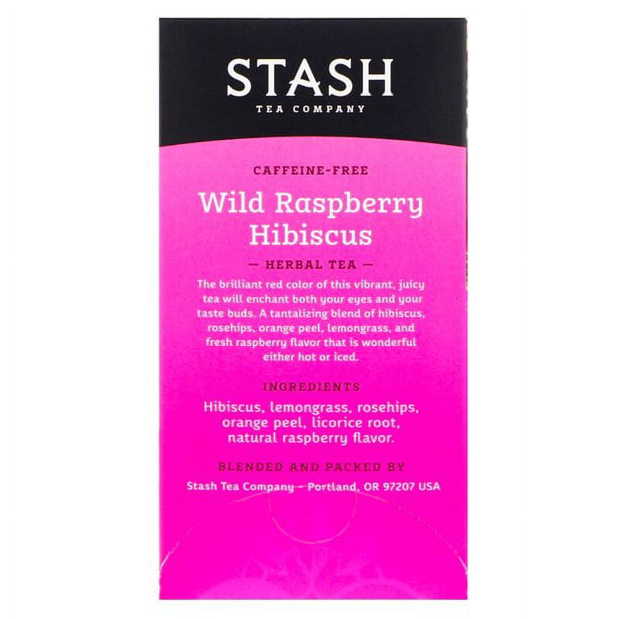 Stash Tea Herbal Tea Wild Raspberry Hibiscus Caffeine Free 20 Tea Bags 1.3 oz each pack of 3