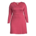 thumbnail image 5 of Terra & Sky Women's Plus Size Long Sleeve Swing Dress, Sizes 0X-5X, 5 of 5