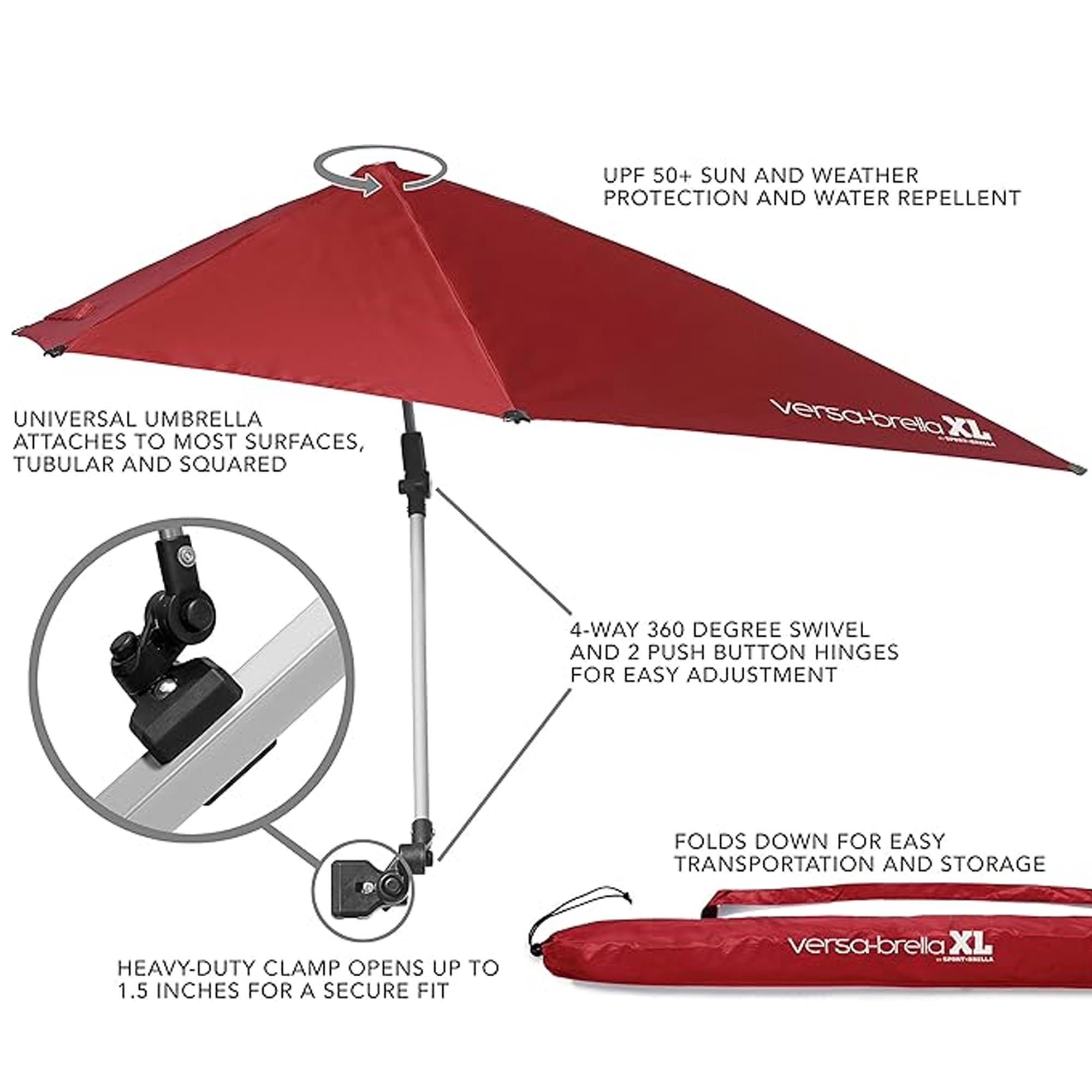 Sport-Brella Versa-Brella SPF 50+ Adjustable Umbrella XL, Midnight Blue