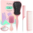thumbnail image 1 of TEMOGU-5Pcs Hair Brush Set, Curl Defining Brush for Detangling, Boar Bristles Paddle Brush and Wide Tooth & Rat Tail Comb Set with Travel-Sized Mirror, Hair Style Care Gift Kit for Women Men Kids(Pin, 1 of 4