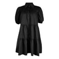 thumbnail image 6 of Kaemgyyd Women's Cute Dresses Casual Loose Tiered Short Sleeve Ruffle Hem Button down Pleated Shirt Mini Dress, 6 of 6
