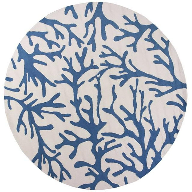 HomeRoots 353076 7 ft. 6 in. x 7 ft. 6 in. Polyester Ivory & Blue Area Rug
