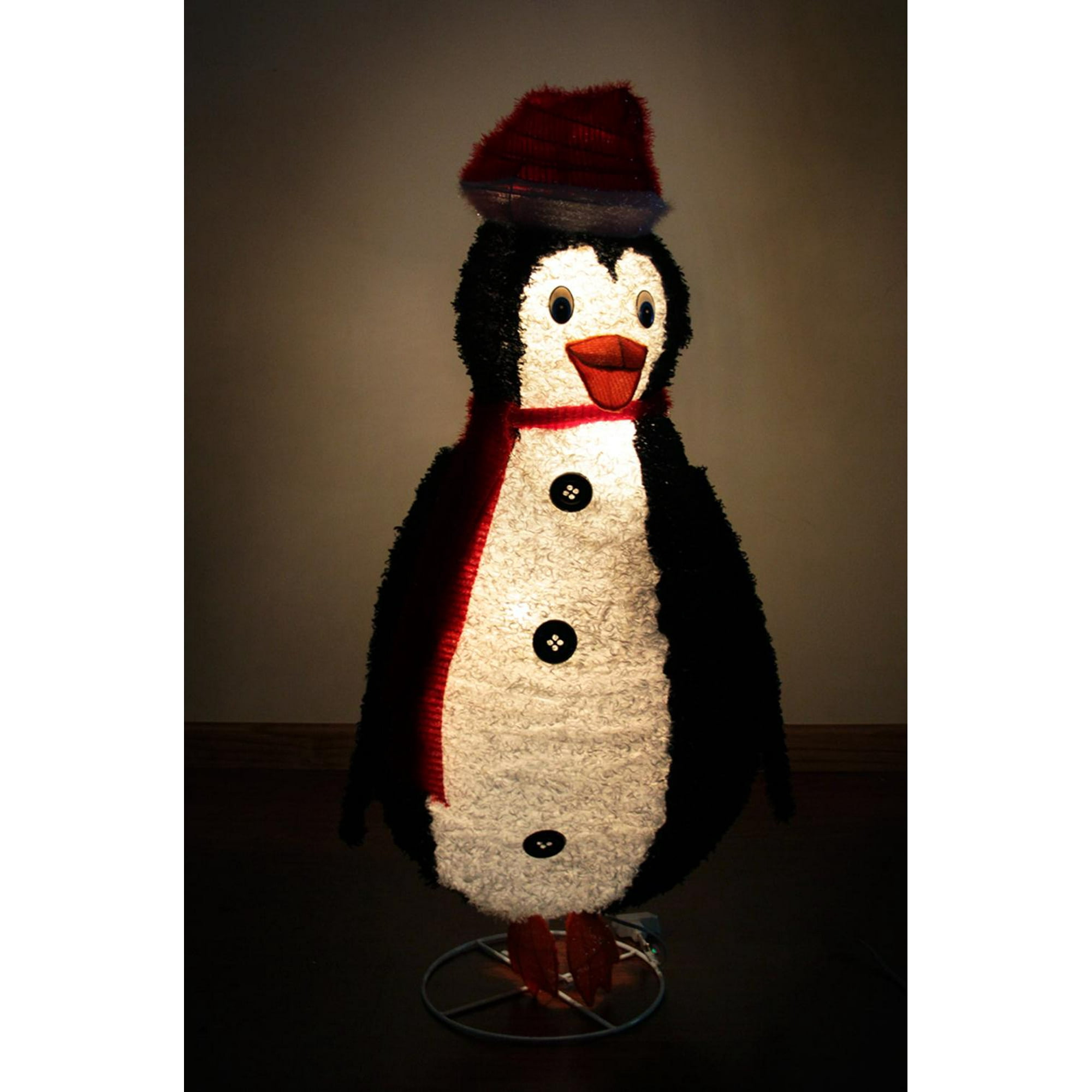 48 Lighted Sparkling Tinsel And Sisal Penguin Christmas Outdoor