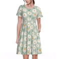 thumbnail image 1 of Bixox Robe d'Été à Manches Courtes pour Femmes Robe Ample Longueur Genou avec Poches-Daisies Fleurs, 1 of 7