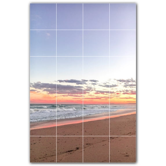 Picture-Tiles.com: Sunset Ceramic Tile Wall Mural WAL500978-46M. 24"W x 36"H using (24) 6" x 6" Ceramic Tiles-Satin Finish