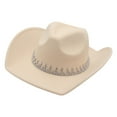 thumbnail image 2 of Segolike Western Cowboy Hat Wide Brim Hat, Bridal Engagement Party Summer Cowgirl Hat, Sun Hat for Camping Travel Events Fishing Teens Beige, 2 of 8