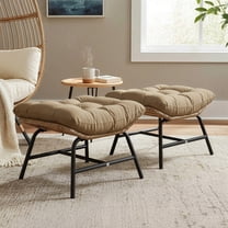 RADIATA 2Pcs Footrest Stool for Egg Chair Outdoor, Boho Portable Comfy Ottoman with Thick Cotton Cushion Padded Sofa Stool with Metal Frame for Lazy Chair, Living Room & Bedroom, Brown