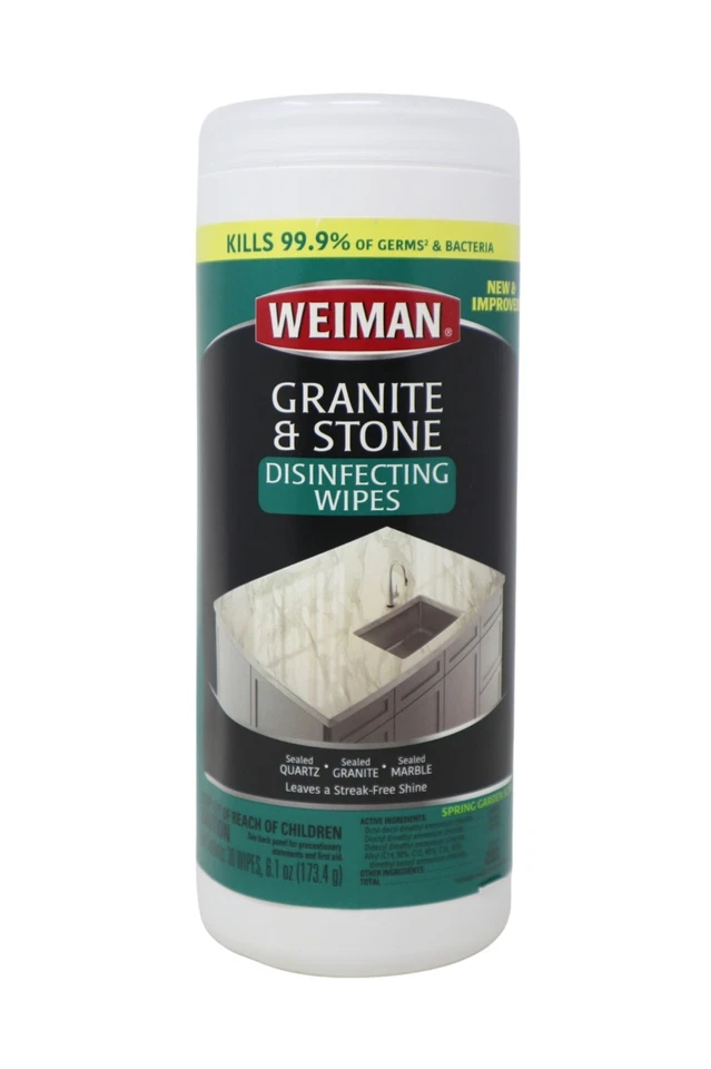 CIRCLE- Weiman Granite & Stone Cleaner - Disinfecting Wipes, 30 Wipes ( 2-Pack )