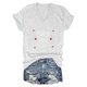 thumbnail image 4 of Camiseta informal para mujer con estampado de corazones y letras de San Valentín: cuello redondo, manga corta, mezcla suave de poliéster y spandex., 4 of 4