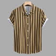 thumbnail image 3 of BUWTTED Men's Shirts Stripe Short Sleeve Summer Casual Lightweight Breathable Button Down Collar Brown Shirts M, 3 of 5