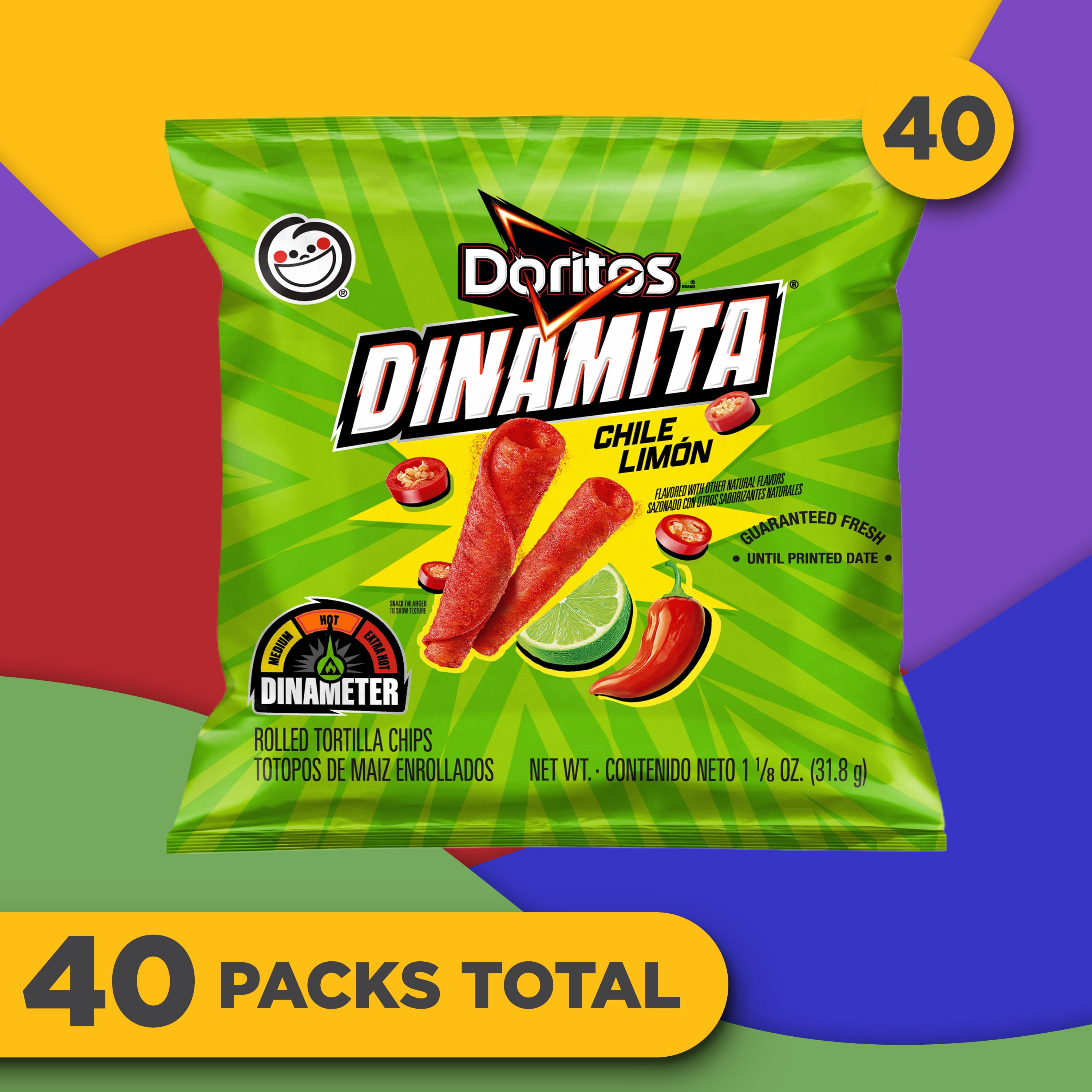 Doritos Dinamita Chile Limon Rolled Tortilla Chips, 40 Count
