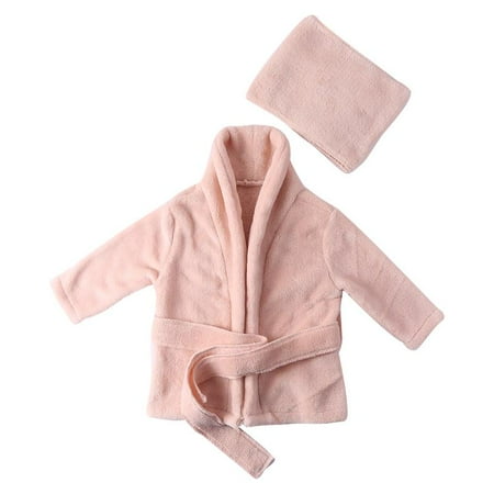 

Newborn Baby Flannel Robe Bathrobe Towel Blanket Set Photography Props Outfits