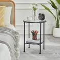 thumbnail image 6 of Round Side Table with Storage - Tempered Glass Top - Modern Design, 6 of 9
