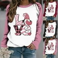 thumbnail image 4 of Plus Size Pullover Tops for Women Valentine's Day Funny Graphic Print Leopard Patchwork Long Sleeve Casual Sweatshirts (Pink,S), 4 of 4