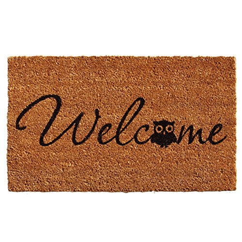 calloway Mills 121481729 Barn Owl Welcome Doormat, 17" x 29", Natural/Black