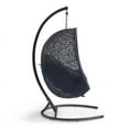thumbnail image 4 of Modway Encase Modern Rattan/Fabric Outdoor Swing Chair with Stand in Black/Navy, 4 of 9