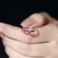 thumbnail image 4 of Rosec Jewels Round and Princess Cut Lab Grown Ruby Ring Half Eternity Ring (AAAA Grade), 14K White Gold, US 12.00, 4 of 9