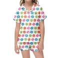 thumbnail image 2 of MIASHUI Girls Pajamas Set Flower Pattern Button-Down Sleepwear 2 Piece Nightwear,White,2-3 Years, 2 of 4
