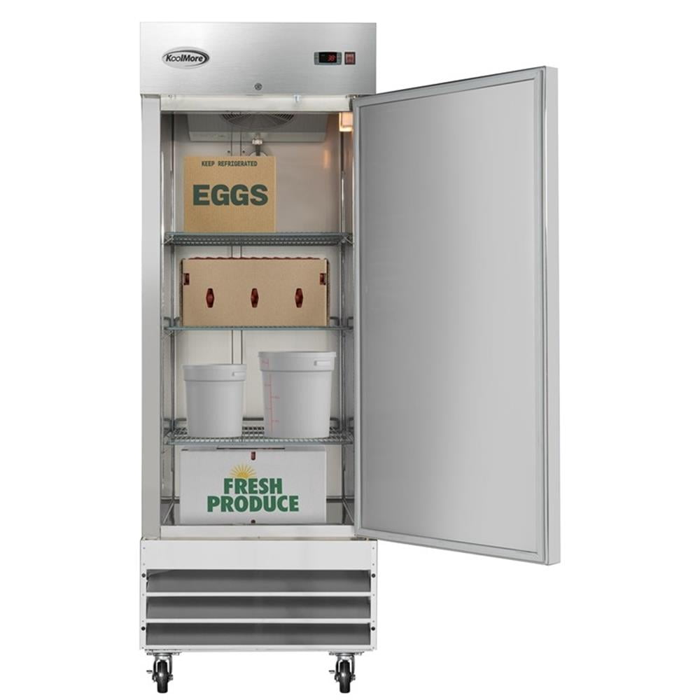 Pemberly Row Silver 29" One Door Commercial Reach-in Refrigerator 23 cu. ft. in