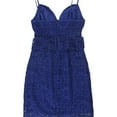 thumbnail image 2 of GUESS Womens Solstice Lace Bodycon Dress, Blue, 0, 2 of 2