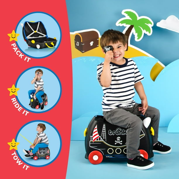 Maleta infantil Trunki Ride-On Pedro Pirate Ship negra 18L