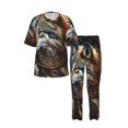 thumbnail image 3 of Mens Pajamas Set Short Sleeve and Pants 2 Piece PJ Sets Soft Comfy Loungewear, Dream Wolf Feather Art, 3 of 6