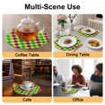 thumbnail image 2 of Green Purple Plaid Round 13 Inch Placemats Set of 6, Modern Geometric Minimalist Checkered HeatResistant Non Slip Place Mats for Dining Table, Wipeable Braided Kitchen Table Mats for Housewarming, 2 of 9