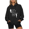 thumbnail image 1 of IROINID Rabais Hauts à Manches Longues pour Femmes Col Rond à Capuche Imprimé Chandail Blouse Chandail en Molleton Hauts Chemises Hauts, Noir, 1 of 5