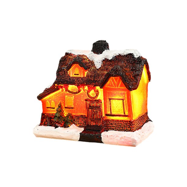 Árbol de Navidad Decoraciones Navidad Invierno Casa Rural Led Iluminación Diy Estatua de Navidad Kit de Decoración de Resina en Miniatura Cedro de Navidad Ramo Desnudo Lámpara de Calle