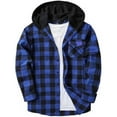 thumbnail image 3 of WOYY Little Boys Plaid Hooded Shirt Jacket Long Sleeve Unisex Casual Outerwear, Sizes 5-6, 3 of 8
