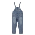 thumbnail image 4 of ZLBDYG Girls Baggy Denim Overalls Teen Wide Leg Jean Overalls Adjustable Strap Casual Bib Overall Y2K Pocket Jumpsuit, 4 of 9