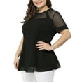 thumbnail image 5 of MODA NOVA Juniors' Plus Size Round Neck Swing Peplum Mesh Lace Top, 5 of 7