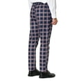 thumbnail image 3 of INSPIRE CHIC Men's Business Plaid Pants Casual Slim Fit Checked Dress Trousers 30 Navy, 3 of 7