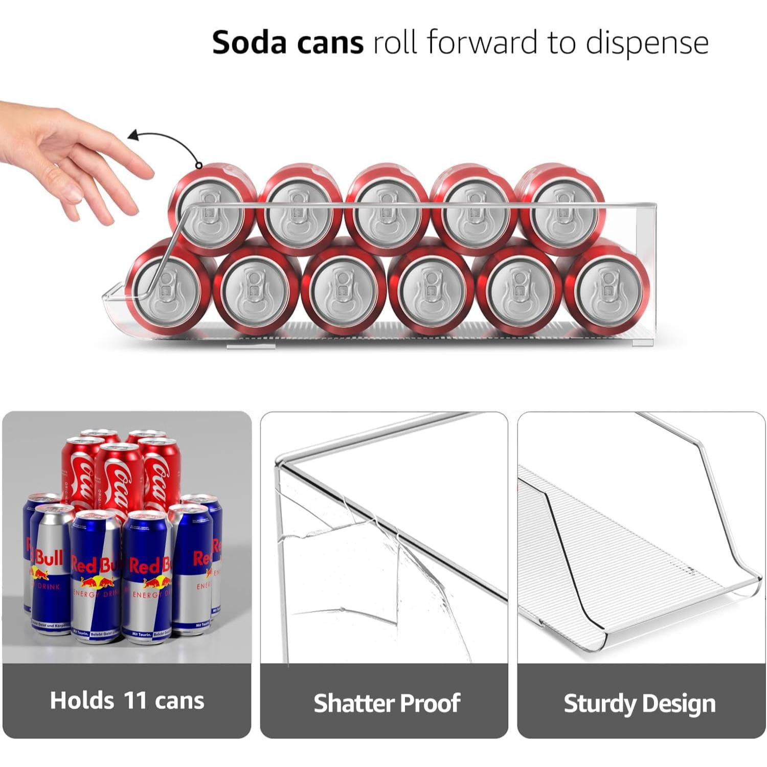Sorbus Slim Can Organizer 4 Pack, Refrigerator & Pantry Storage Bin, Holds 12 Slim Cans