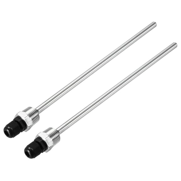 2 Pcs 8mm Dia G1/2 Thermowell Weldless Stainless Steel 304 250mm Black