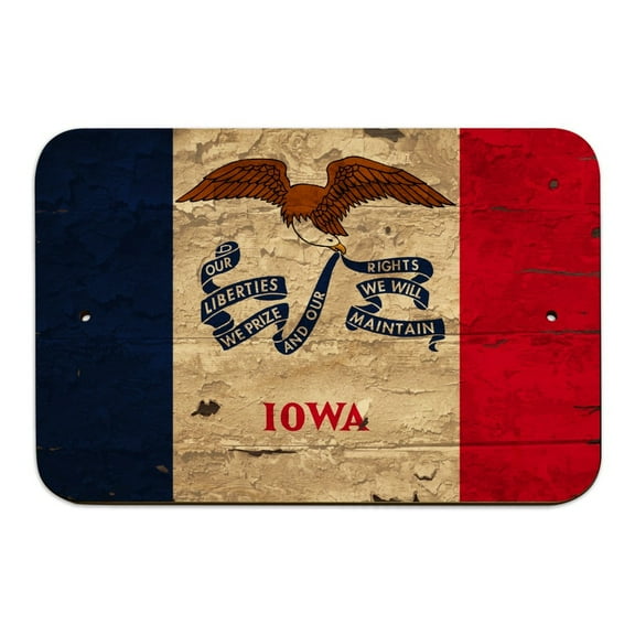 Rustic Iowa State Flag Distressed USA Home Business Office Sign