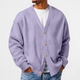 thumbnail image 3 of Havenx Long-Sleeve Cardigan Sweater for Men Waffle Knit Button Down Sweater V Neck Textured Open Front Cardigans Cozy Classic Basic Loose Casual Shirts,Purple S, 3 of 6