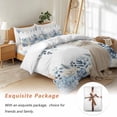 thumbnail image 7 of Winter Eucalyptus Leaves Bedding Duvet Cover Set Queen Size 4 Pieces Winter Blue Teal Leaves Bedding Set with Zipper Closure, 1 Comforter Cover 90x92 Inches 1 Flat Sheet & 2 Pillow Cases, 7 of 7